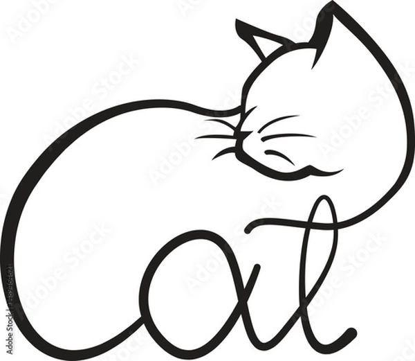 Fototapeta cat line art design