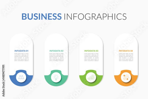 Fototapeta Concept of arrow business model with 6 successive steps. Five colorful graphic elements. Timeline design for brochure, presentation. Infographic design layout
