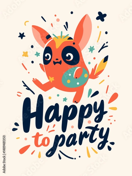 Fototapeta This vibrant image features a playful 'Party Time' design, perfect for conveying a festive atmosphere, complete with bright colors and whimsical shapes to inspire joy and celebration.