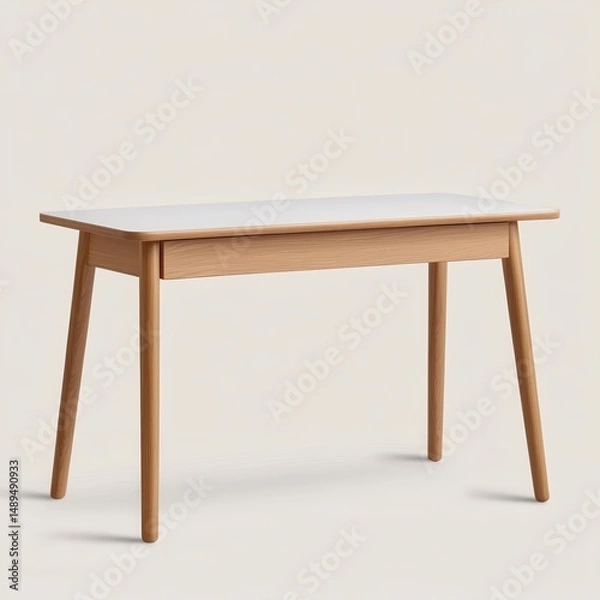 Fototapeta Modern Minimalist Wooden Table with White Surface and Legs