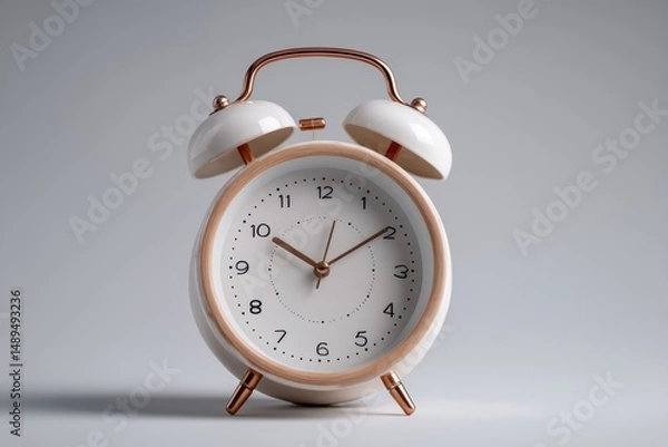 Fototapeta A minimalist modern alarm clock on isolated background