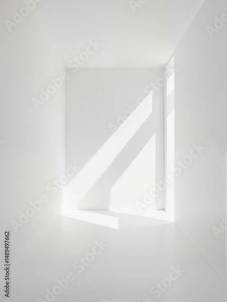 Fototapeta A large white room with light coming through.