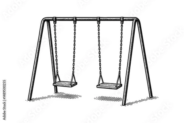 Fototapeta Sketch of a Swing Set: Childhood Nostalgia and Playful Recreation Area