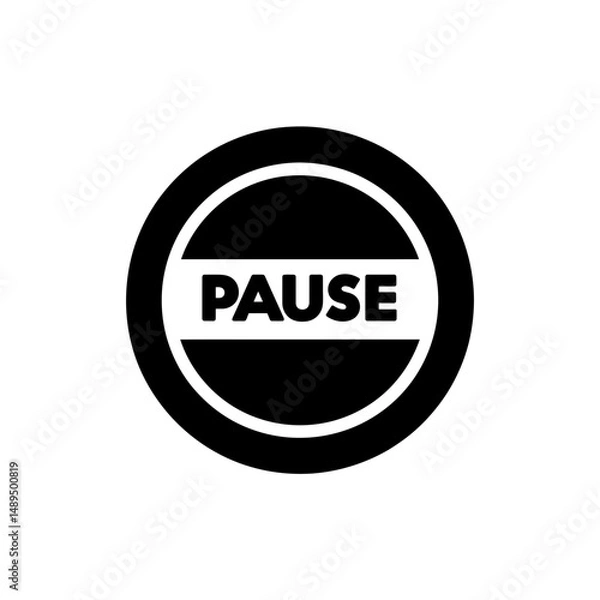 Fototapeta Pause icon requests halt action simple white background pause symbol