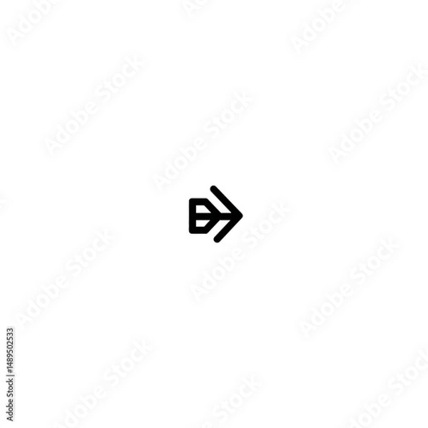 Fototapeta Black arrow directs navigation on white background simple design