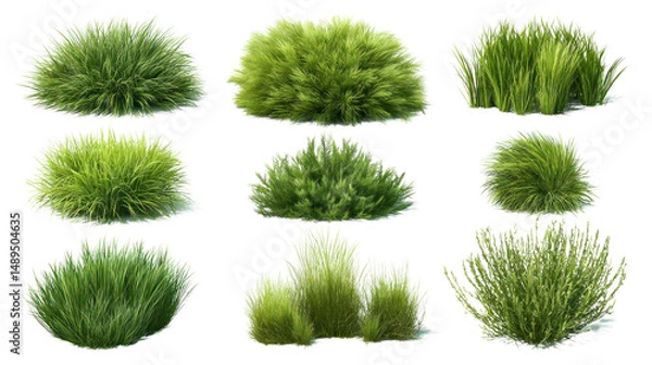 Fototapeta A stunning composition featuring a collection of meticulously captured green bushes, each showcasing unique textures and forms.