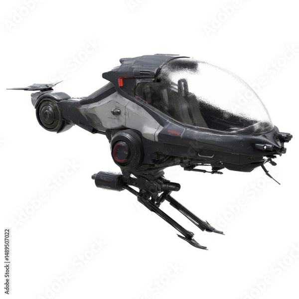 Fototapeta Futuristic Single-Person Aircraft Sleek Sci-Fi Vehicle Design