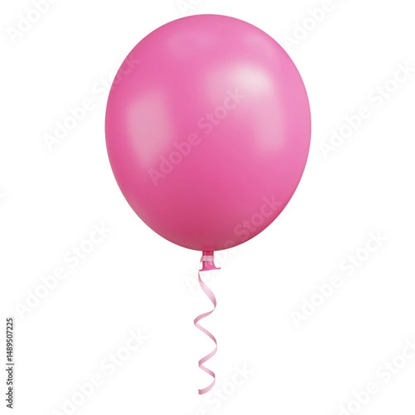 Obraz Pink balloon with curly tail in transparent background png