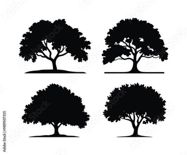 Fototapeta Oak Tree Silhouette EPS Vector Template on a White Background