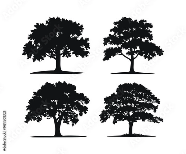 Fototapeta Vintage Oak Tree Silhouette EPS Vector Template