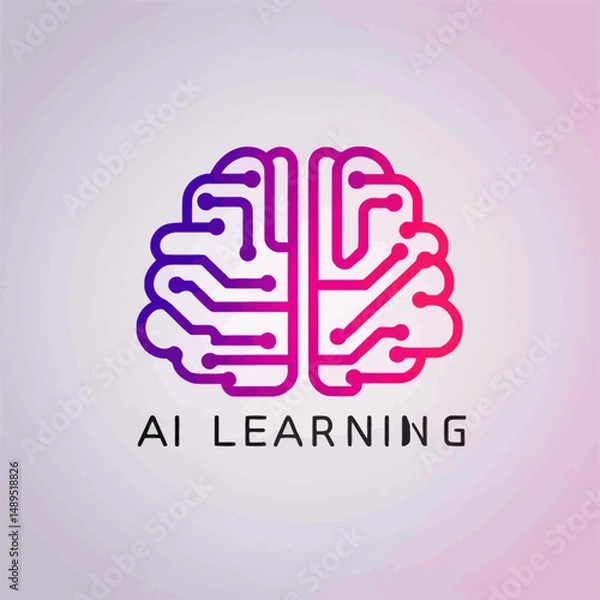 Fototapeta Artificial Intelligence Brain Logo Gradient Purple Pink