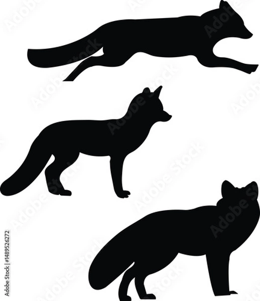 Fototapeta Fox Silhouette Vector Graphic Isolated on White Background for Wildlife and Nature Design