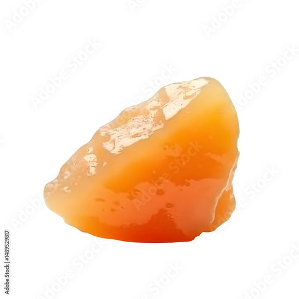 Fototapeta Single vibrant orange calcite tumbled rock showcased against a contrasting solid backdrop for mineralogical reference