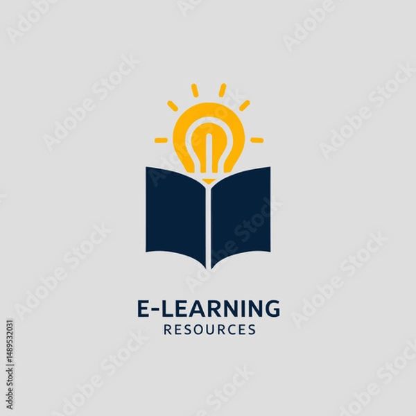 Obraz Open book with yellow lightbulb on gray background