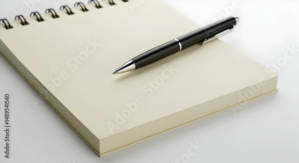 Fototapeta Blank spiral notebook and pen