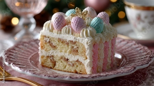 Fototapeta Cakes with decorative cream, copy space.