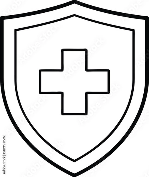 Obraz Minimalist Medical Shield with Cross - Vector Design.