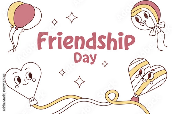 Fototapeta Happy Friendship Day. Modern Design Brochure, Poster, Flyer, Presentation Template Vector Illustration, Friendship day background flat design.