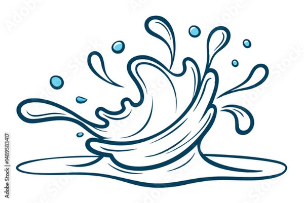 Fototapeta Flowing Water Splash Vector with Subtle Ripples Design