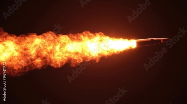 Fototapeta Rocket Launch with Dramatic Flames Emitting from Engine Nozzle