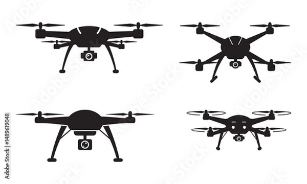 Fototapeta Civilian aerial drone flat icon for apps and websites