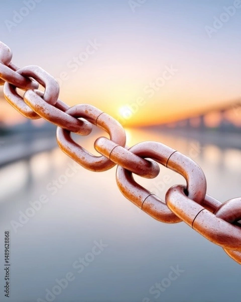 Obraz Strong Chain at Sunset Over Water