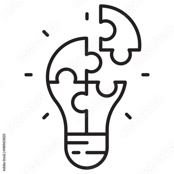 Fototapeta Vector of lightbulb and puzzle with linear style suitable for problem solving icon