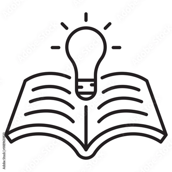 Fototapeta Vector of book and lightbulb with linear style suitable for knowledge icon