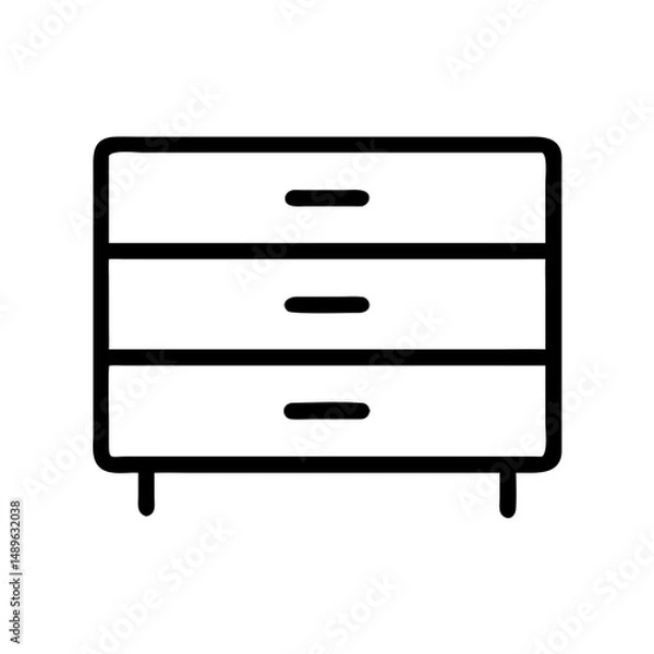 Obraz Low Dresser Icon Representing Bedroom Storage and Compact Furniture