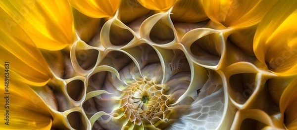 Fototapeta Abstract sunflower with Fibonacci spiral design, Concept of mathematics, nature