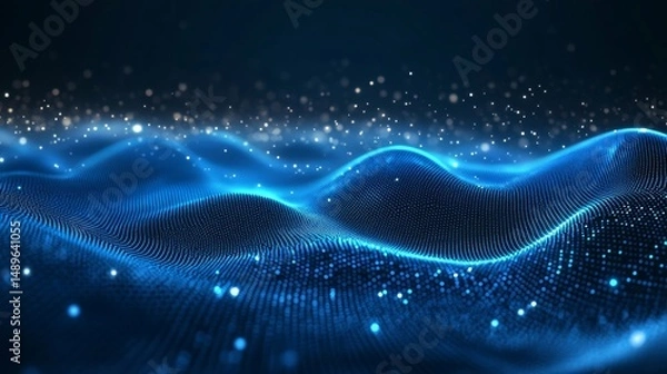 Fototapeta Abstract blue light wave background modern. Concept technology futuristic lines with light effect. Space for text. Motion lines  design for cover, brochure, book, banner web