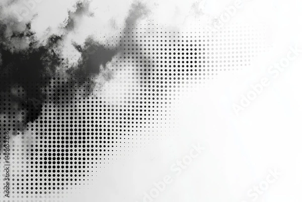 Fototapeta Abstract white and gray color halftone dotted background. Futuristic grunge pattern.  modern texture for advertising, brochure, cover, poster, banner, website.