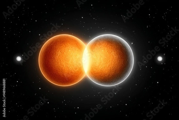 Fototapeta An alien star system with a habitable world and twin suns