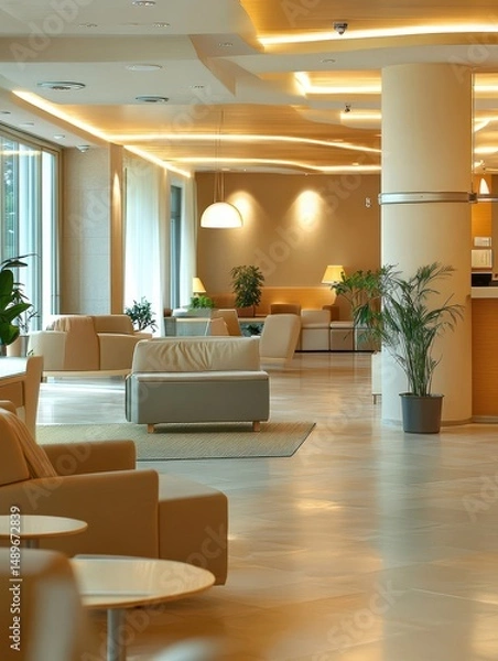 Fototapeta An elegant interior showing a spacious and modern lobby design