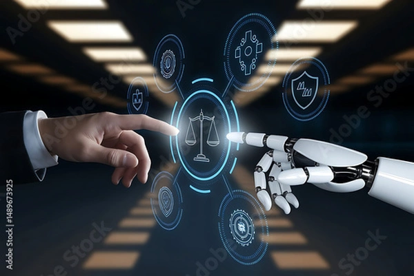 Fototapeta AI and Law – The Future of Legal Intelligence and Automated Legal Solutions, AI in law, legal intelligence, artificial intelligence legal tech, future of law, legal automation, AI legal assistant, 

