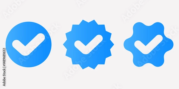 Fototapeta Blue Verified Badge Set for Social Media and Account Authentication