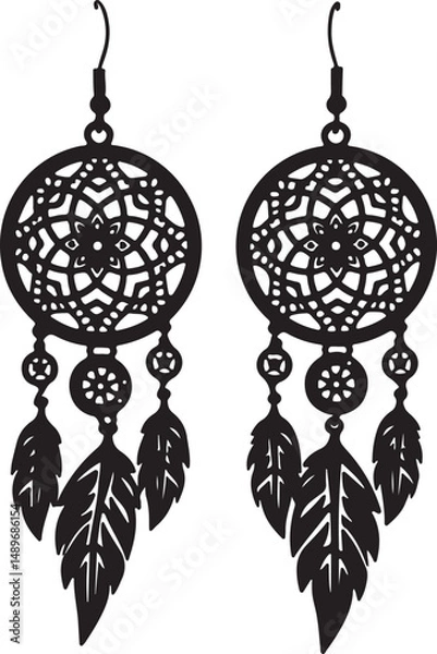 Fototapeta Dreamcatcher Earring Bundle