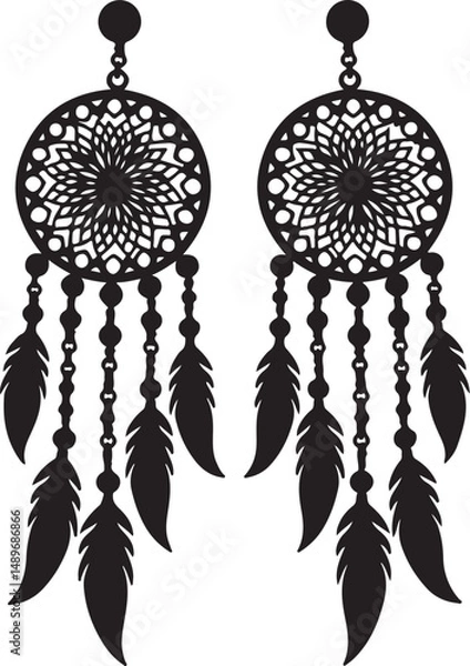 Fototapeta Dreamcatcher Earring Bundle