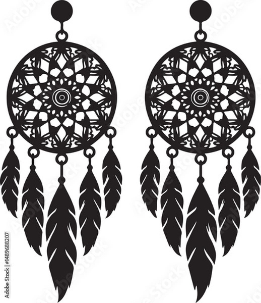 Fototapeta Dreamcatcher Earring Bundle