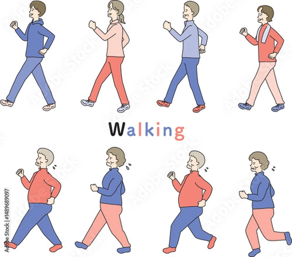Obraz ウォーキングをする人物のセット
