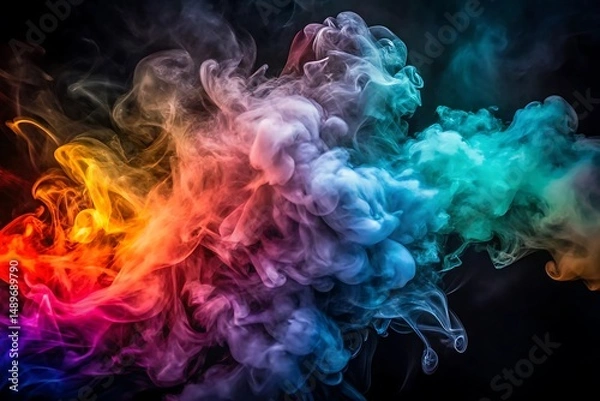 Fototapeta Colorful cloud of smoke is in the air