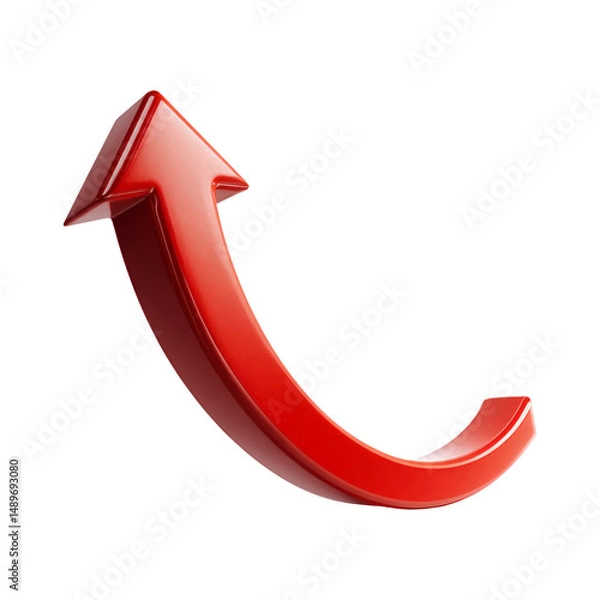 Obraz Red plastic arrow isolated on transparent background