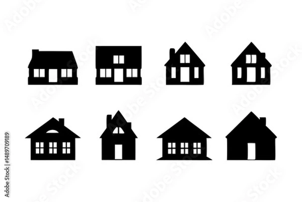 Obraz Modern house silhouette vector illustration