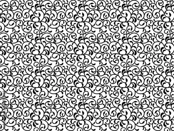 Obraz 葉っぱのついたエレガントな唐草文様透過シームレス背景