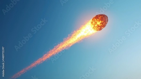 Obraz Fiery Meteor Shower Lighting Up Clear Blue Sky at Dusk