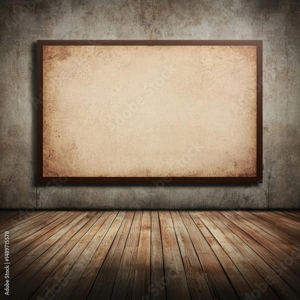 Obraz Empty Vintage Frame on Textured Background in Dimly Lit Room