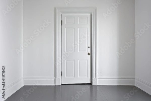 Obraz Minimalist Interior with White Door in Empty Room for Modern Spaces