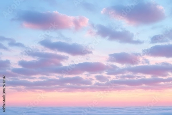 Obraz Celestial cotton candy clouds at sunset