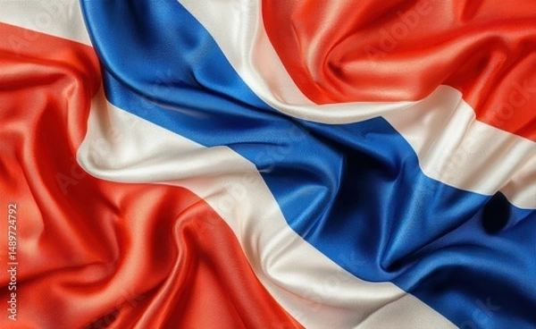 Obraz Waving Norwegian Flag Close-Up with Soft Silk Texture and Colors