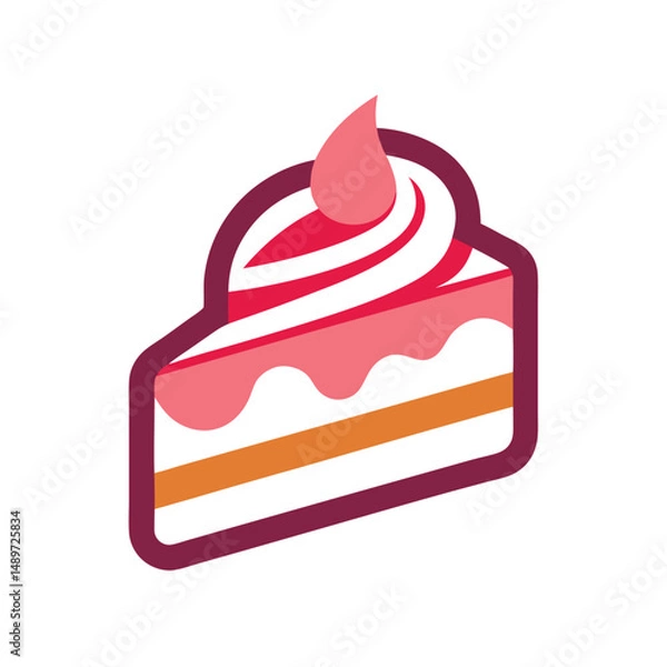 Obraz Dessert Restaurant Logo with Cake Slice and Spoon